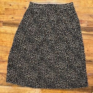 JCrew Pleated Leopard Print Midi Skirt- 8